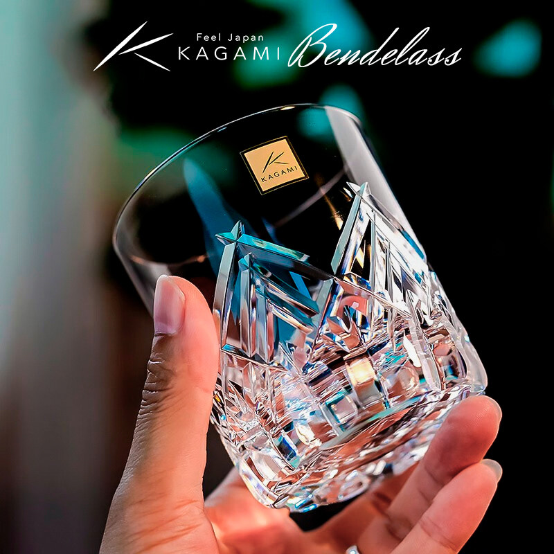 KAGAMI威士忌酒杯日本进口手工洋酒杯日式水晶玻璃江户切子洛克杯