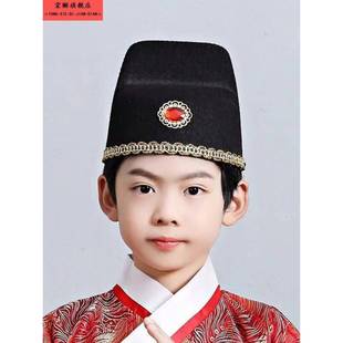 男童汉服帽子翼善冠儿童古风古装帽子明制飞鱼帽锦衣卫状元帽头饰