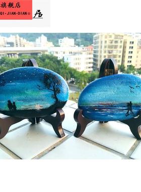 石头画 画支架盘子托 托架实木展示架摆件小底座鹅卵石普洱茶架子