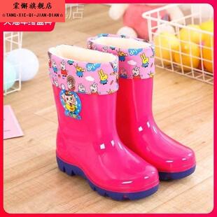 新品2-10岁儿童雨鞋男女童水鞋加绒卡通胶靴宝宝水靴防滑胶鞋防水