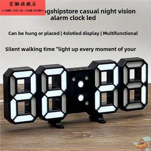 LED电子钟学生居家用客厅壁挂钟大数字时钟静音挂墙创意闹钟夜光