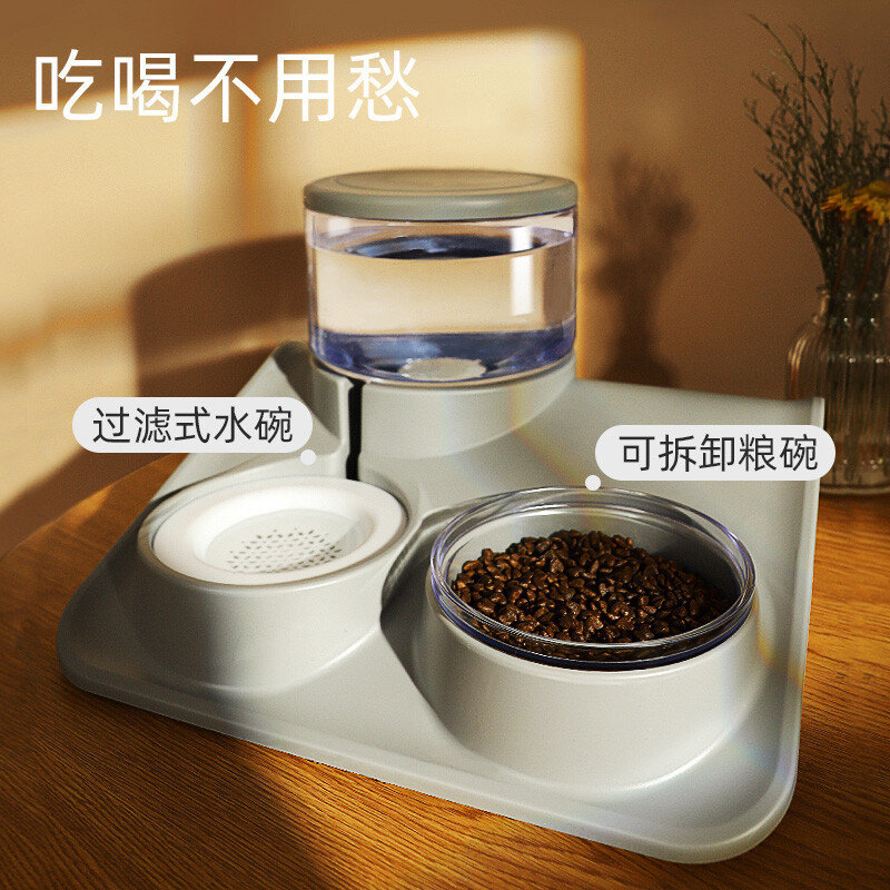 宠物双碗食盆自动饮水饭盆猫粮盆陶瓷喝水防打翻狗狗宠物用品