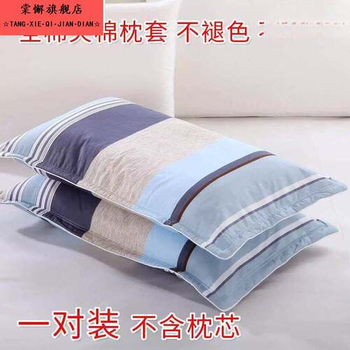 大人枕套一对棉45x70单人棉加厚夹棉拉炼枕头套男女通用加大