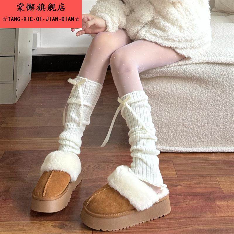 秋冬新款蝴蝶结甜美袜套学院风日系高级感腿套纯欲百搭JK堆堆袜女