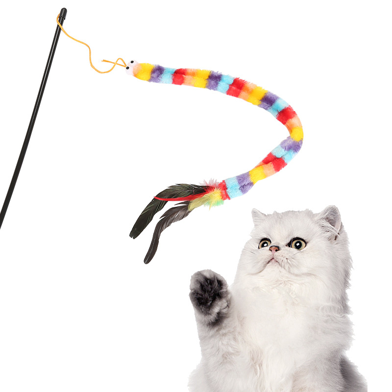 宠物用品彩虹毛毛虫逗猫棒玩具互动玩乐解闷猫咪玩具