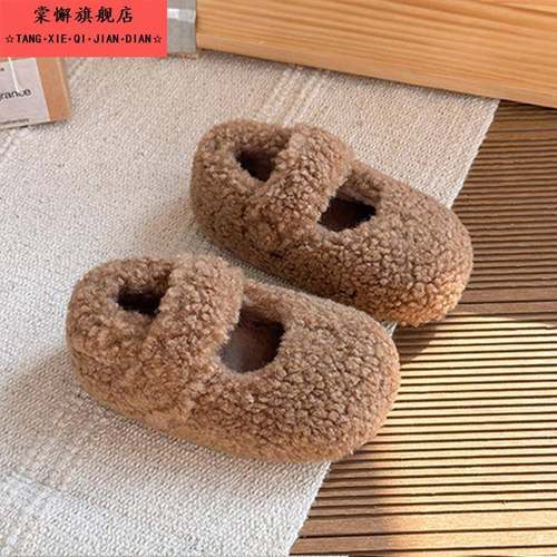 儿童毛毛鞋女童冬季外穿加绒鞋子女孩洋气公主鞋宝宝防滑毛绒单鞋