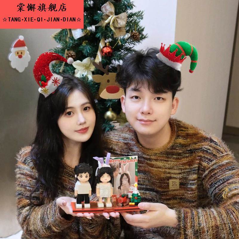 圣诞节帽子圣诞老人红鼻子氛围拍照道具派对装饰男女小丑头饰发箍