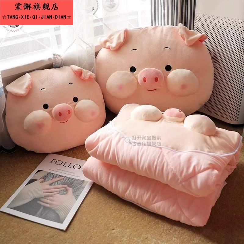 抱枕毯子二合一小猪被子两用午休靠枕办公室午睡枕头空调车载加厚