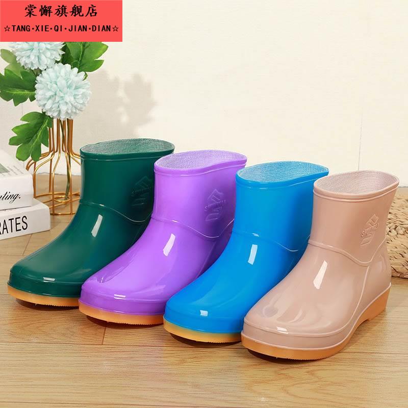 雨鞋女短筒春秋休闲韩版加棉保暖可拆洗车厨房厚底浅口低帮水靴女