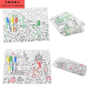儿童矽胶涂鸦垫绘画垫可擦洗水彩笔涂鸦垫农场标志建筑矽胶餐桌垫