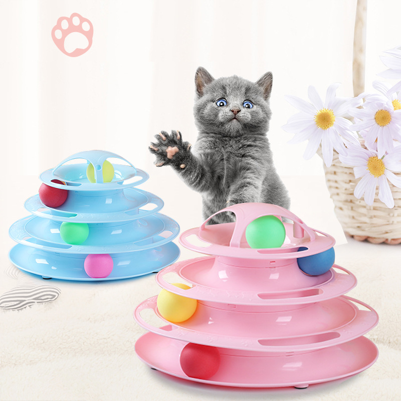 爆款四层自嗨猫转盘 益智解闷玩具球 猫咪独处互动猫塔