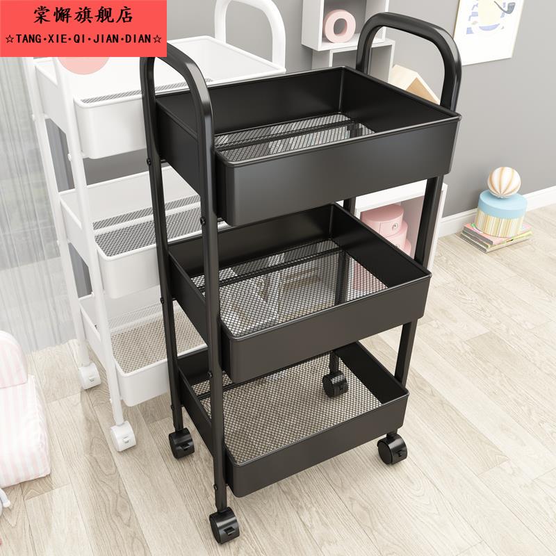 碗整体橱柜不锈钢多层小推车置物架北欧带轮子移动厨房两层蔬菜架