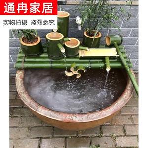 养鱼盆三合一循环陶瓷器圆形流水增氧鱼缸过滤喷泉陶瓷循环净水
