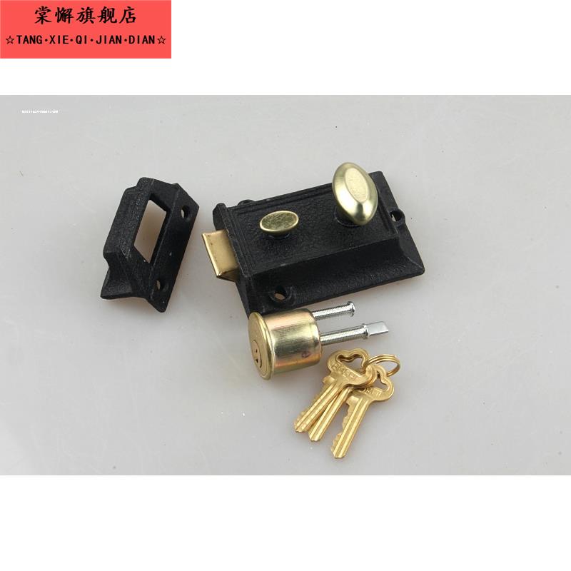 双保险牛头锁老式房门锁牛头牌弹子门锁二保险锁外装暗锁木门门锁