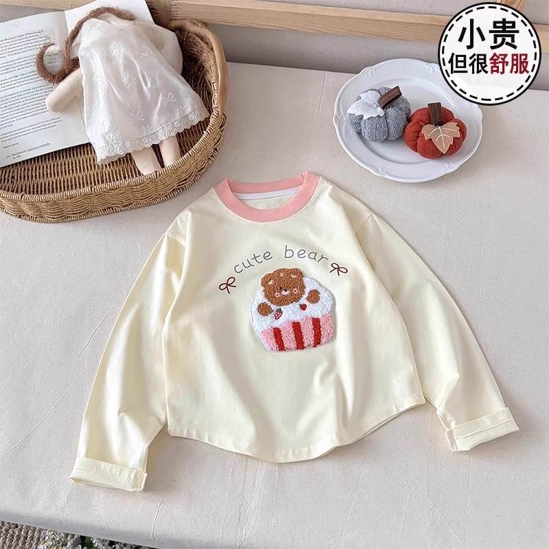 儿童T恤长袖单秋冬打底秋衣上衣莱卡棉女童外穿洋气韩版宝宝衣服