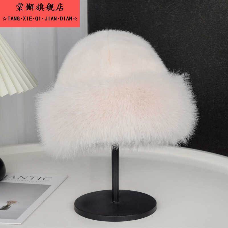 毛绒绒帽子可爱显脸小秋冬季保暖护耳皮草帽女款2025新款蒙古盆帽