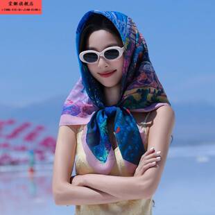 丝巾新款时尚民族风旅游包头巾大方巾围巾披肩女外搭多用丝巾系腰