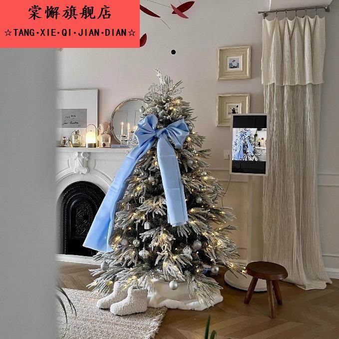 圣诞节蓝色蝴蝶结装饰品圣诞树小配件挂件客厅居家氛围感布置摆件