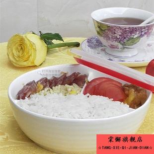 陶瓷餐盘带盖子分格饭碗可微波炉加热适合蒸笼蒸菜潮州产带餐选-