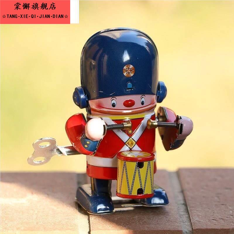 玩具打鼓儿童发条小小卫兵机器敲锣80後士兵怀旧玩具复古敲鼓铁皮图片