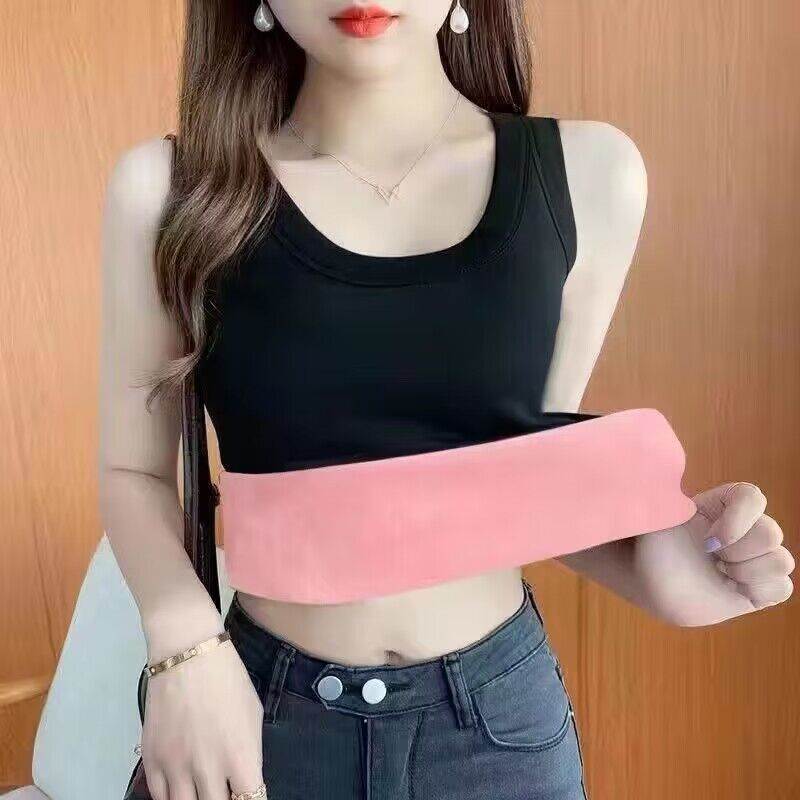 新款冬季新款保暖吊带背心女加绒加厚修身内搭打底衫无袖背心