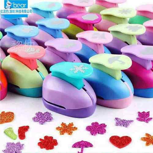 压花器大号儿童手工制作diy材料包幼儿园省力压花按压式玩具图案印花订书机压纸机蝴蝶结心花表情直角压花器