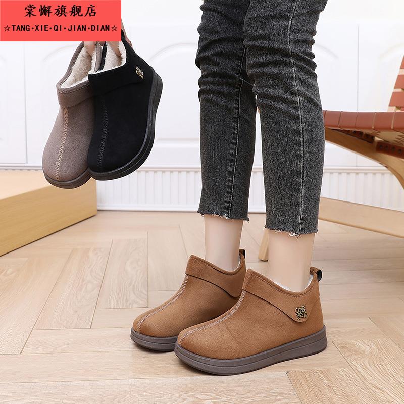 覆古时尚短靴女士冬季新款休闲鞋加绒加厚保暖百搭雪地靴防滑棉鞋