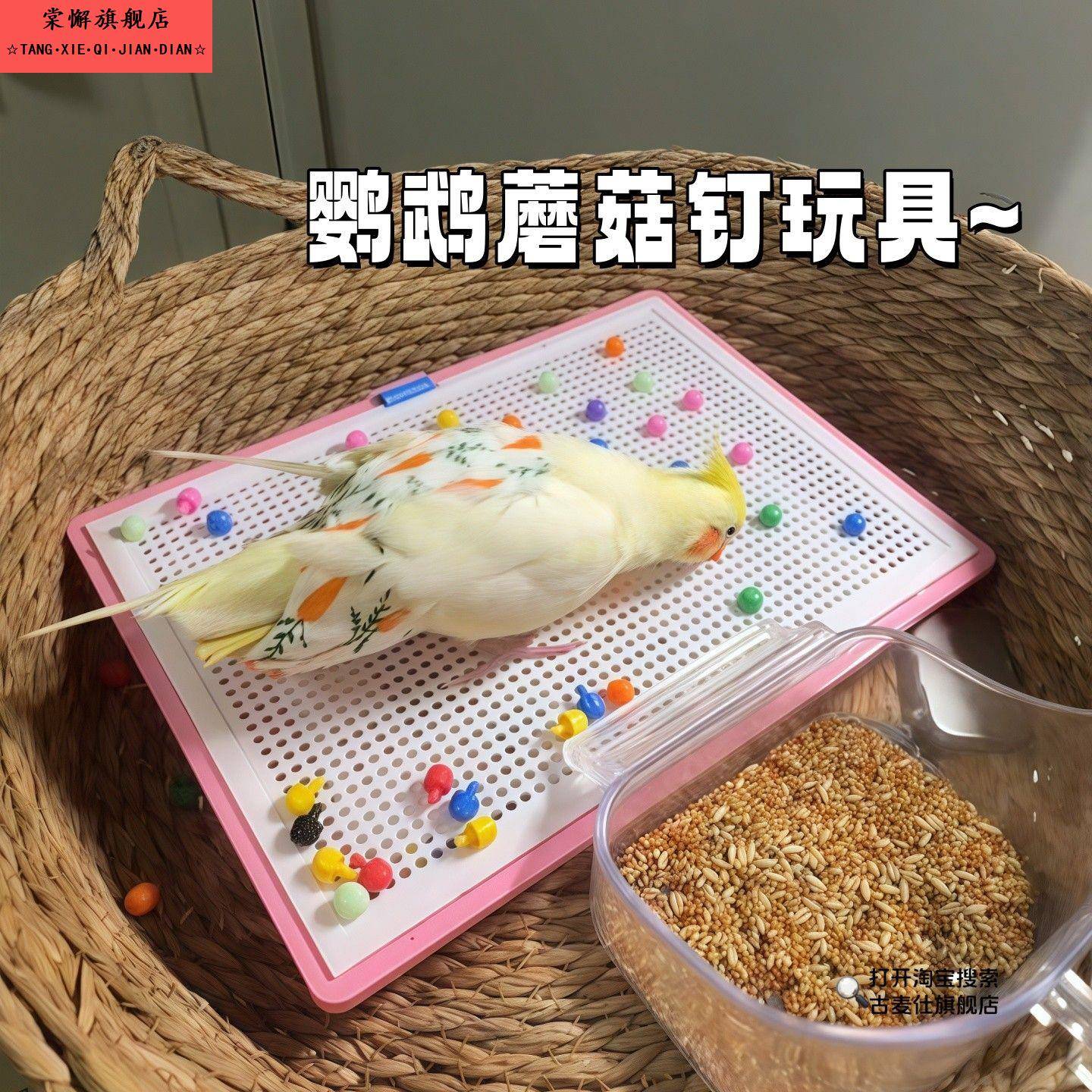 鹦鹉蘑菇钉玩具自嗨解闷防抑郁鸟类益智玩具趣味小鸡啃咬拔钉子