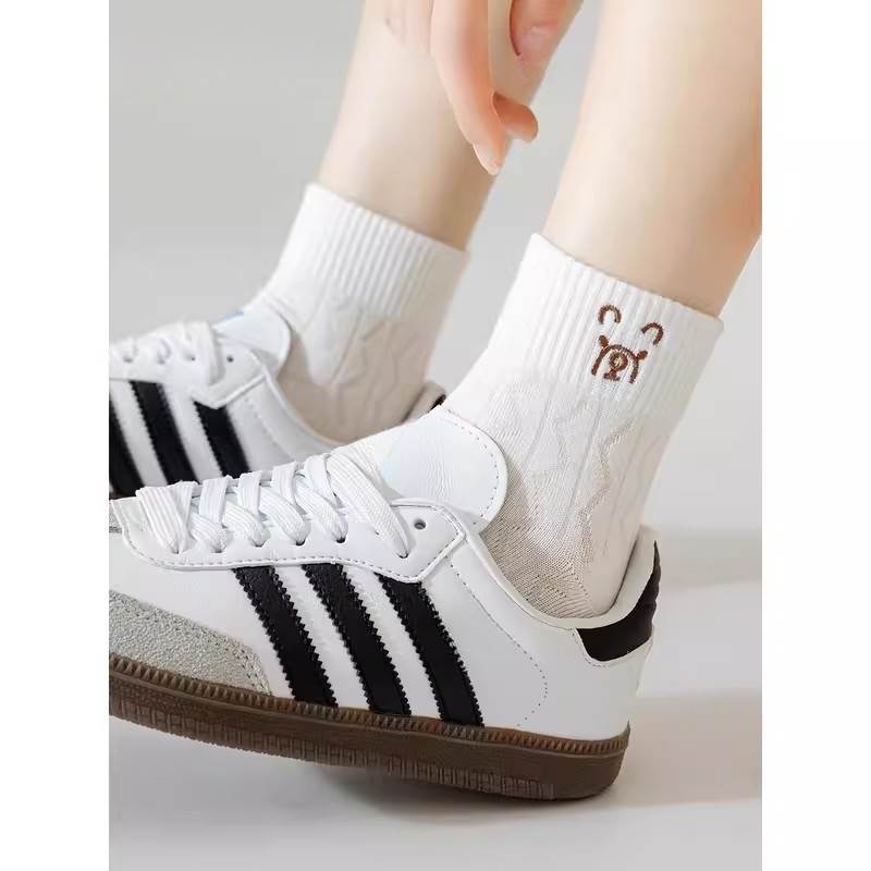 袜子女秋季薄款纯棉短袜2025新款爆款可爱刺绣小熊无骨袜女士袜子