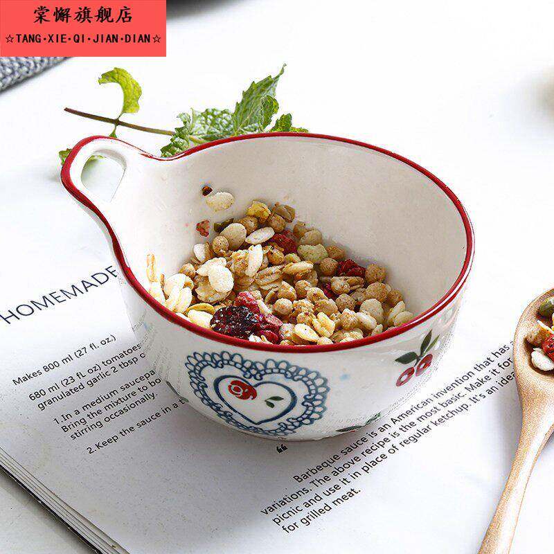 包邮日式小碗陶瓷碗吃饭碗家用燕麦碗早餐碗麦片碗单耳宝宝副食品