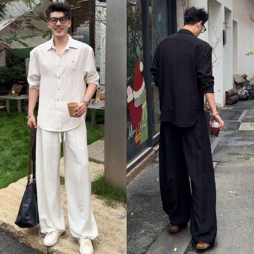 夏季男士高级感慵懒风舒适一整套