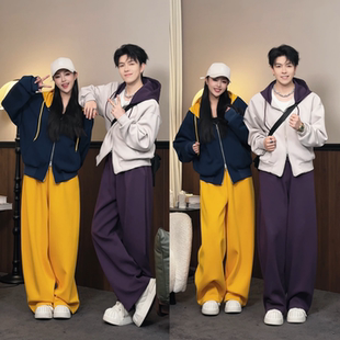 青春流行韩系撞色个性 男士 设计拉链卫衣外套长裤 时尚 春季 套装 新款