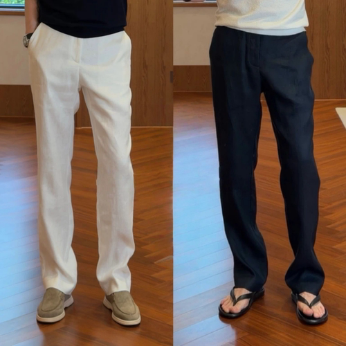 夏季舒适老钱风男士直筒休闲裤