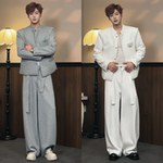 春季新款潮流时尚百搭中式风轻奢个性痞帅男士立领夹克休闲裤套装