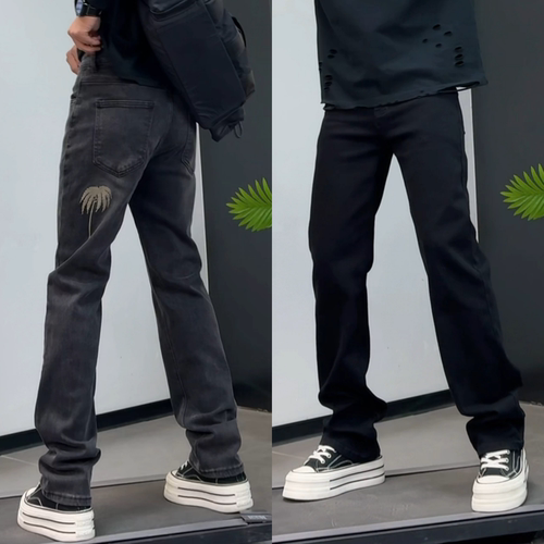 春季简约做旧宽松男士休闲牛仔裤