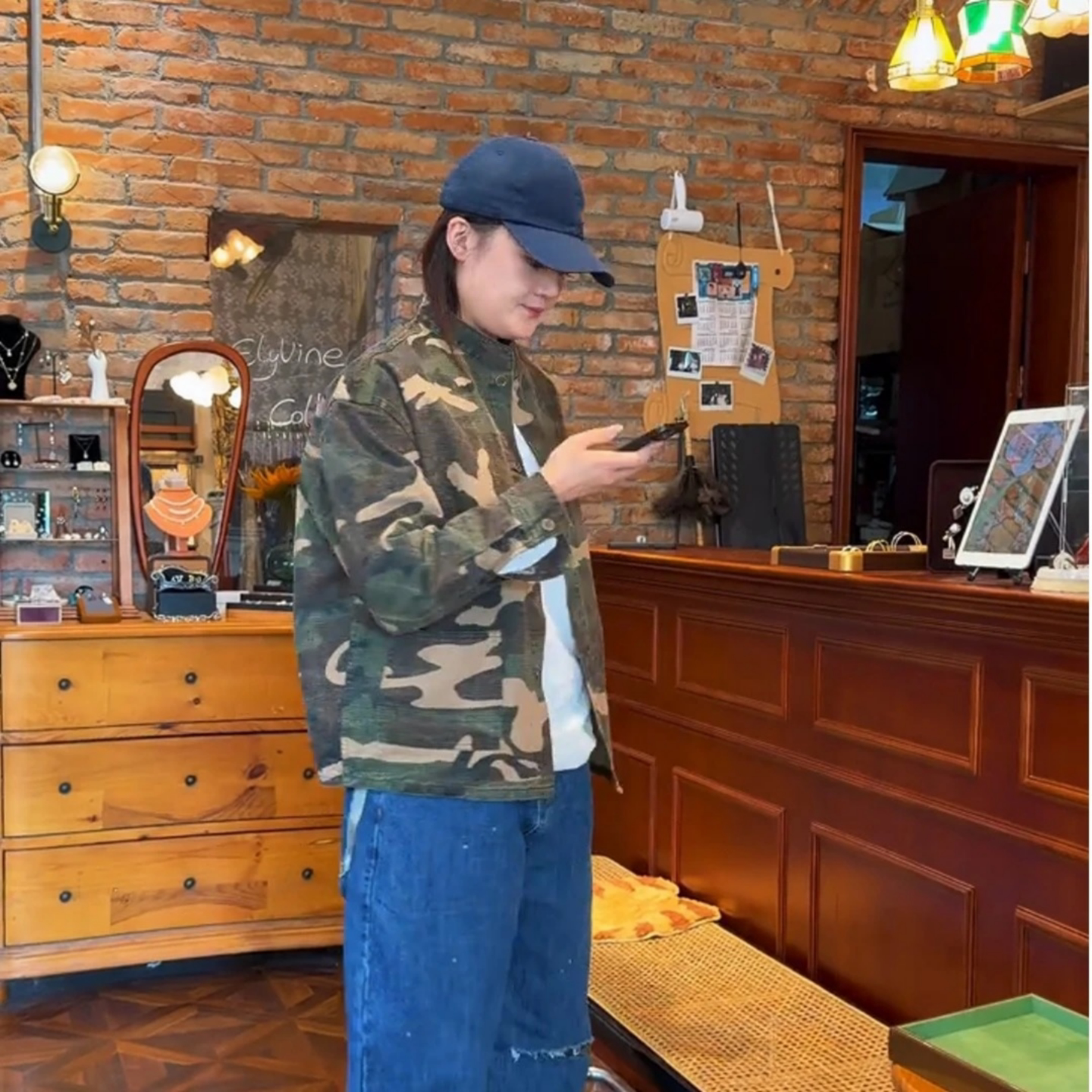 新款日系复古小立领迷彩衬衫外套