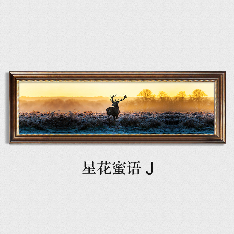 美式卧室床头装饰画欧式沙发背景墙画横幅挂画植物花鸟壁画酒店画图片