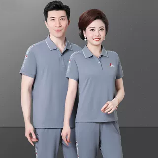 中老年冰丝运动套装男夏