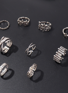 Adjustable ring fashion personality women retro ins cool wi