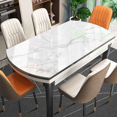 仿大理石纹椭圆形餐桌垫PVC软玻璃防水防油免洗折叠圆弧形桌布