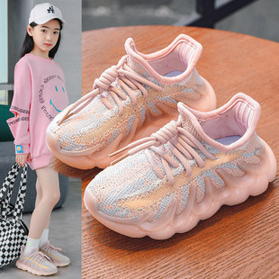 女童运动鞋2026新款春夏网面透气儿童鞋中大童学生跑步休闲椰子鞋