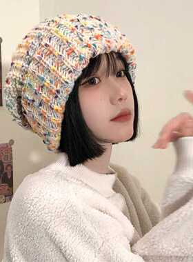 粗针织毛线帽女秋冬季保暖大头围