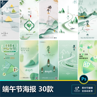 端午节传统节日赛龙舟包粽子企业活动宣传海报插画psd设计素材
