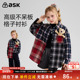ask儿童衬衫 女童棋盘格拼接上衣中大童长袖 2026春秋季 新款