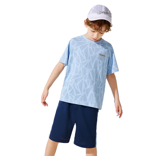 ask冰裂速干套装2026夏季新款男童短袖速干儿童T恤五分裤两件套潮