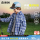 男童色织格子长袖 新款 中大童翻领上衣潮 2026春季 ask儿童衬衫