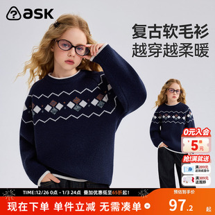 中大童上衣 新款 ask儿童毛衣女童复古软毛衫 2025秋季