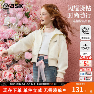 连帽儿童短款 新款 上衣女中大童衣服 女童外套2025秋季 ask