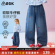 子2026春季 新款 女童烫钻绣花牛仔裤 ask儿童裤 中大童宽松休闲长裤