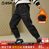 男童裤 子2025新款 保暖儿童一体绒长裤 ask 舒适纯色休闲裤